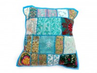 Jaipuri Patch Work Design Cotton Cushion Covers in Blue Color Size 17x17 Inch
